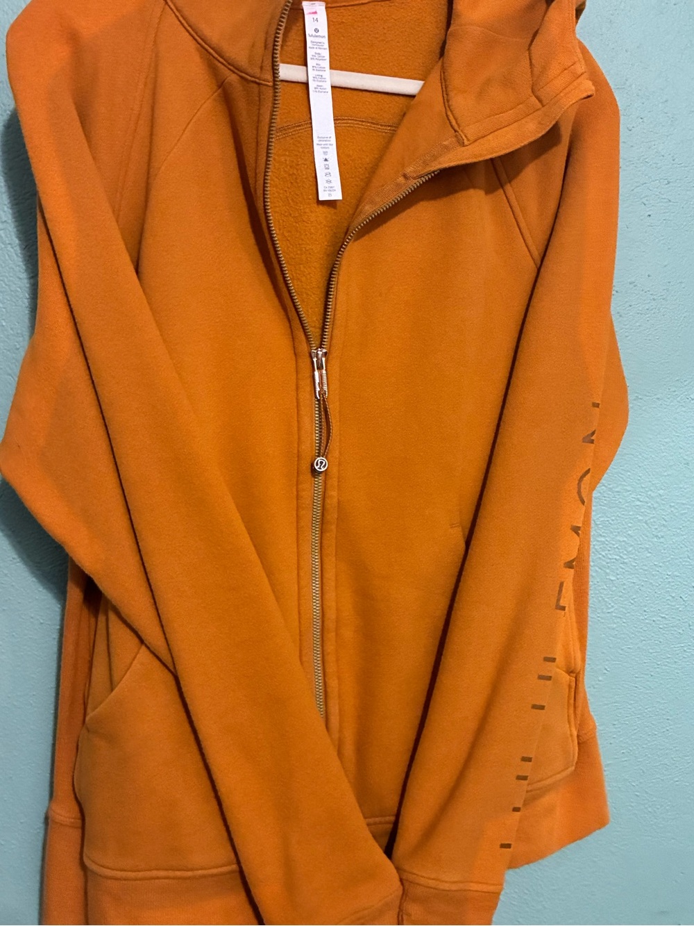 lululemon Orange Full-Zip Hoodie Size 14 - Picture 6 of 6